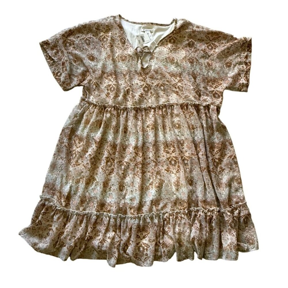 Versona Womens Floral Tiered Ruffle Hem Boho Dress XL Flowy Mini Countrycore NWT